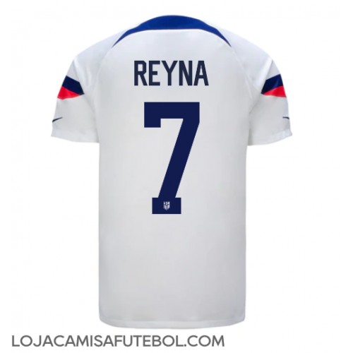 Camisa de Futebol Estados Unidos Giovanni Reyna #7 Equipamento Principal Mundo 2022 Manga Curta